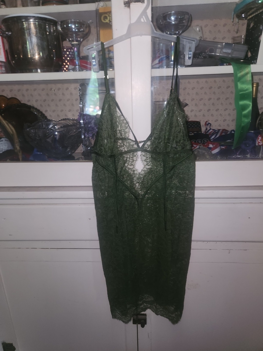 Victoria's Secret Olive Green Lace Chemise